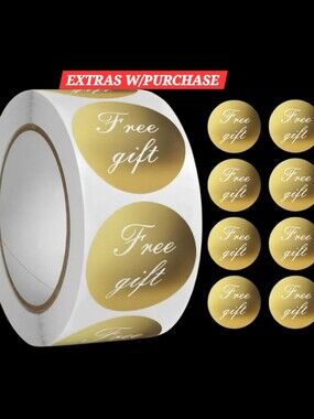 500ct. Gold  Ombre "Free Gift" Round Sticker- Bonus 3 Random Polymailers/Sz. 1"